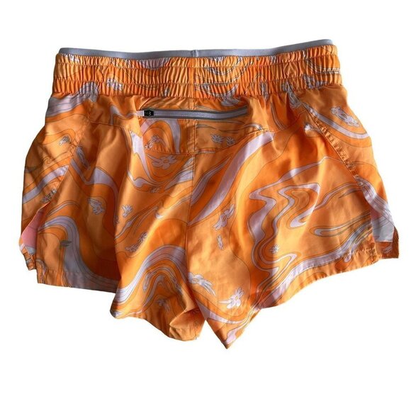 Fabletics Orange White Floral Daisy Print Colorful Lined Activewear Shorts Size - Picture 2 of 5